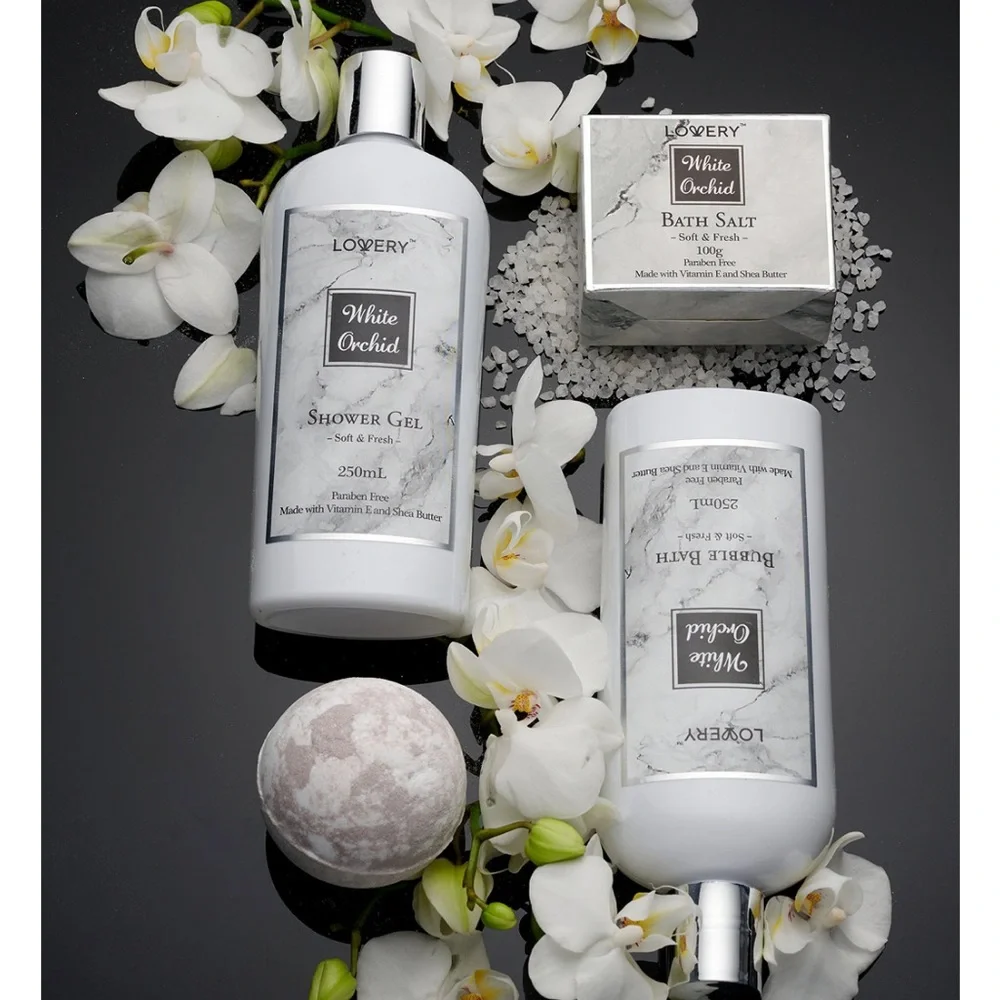 White Orchid Care Package Bath and Body Gift Set, Pampering Package, 20 Piece